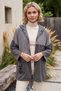 Italian Anthracite Hooded Long-Sleeve Zipper-Front Washed Sequined Oversized Knit Jacket 75 78 - 3