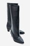IVES Navy Leather Women's Short Boots with Thick Heels