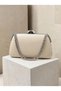 Cream Matte Leather Women's Evening Clutch with Silver Accents and Chain Strap—Perfect for Weddings and Engagements - 3