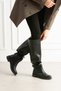 Women's Black Ruched, Ultra-Comfortable Flat Sole Boots