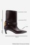 MALDRON Burgundy Leather Women's Short-Heeled Boots with a Strap - 5