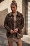 Italian Brown Cuff-Sleeve Metal-Buttoned Washable Sequined Gabardine Woven Jacket 70 65 - 3