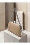 Beige Matte Leather Women's Evening Clutch with Silver Accents and Chain Strap—Perfect for Weddings and Engagements - 5