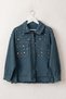 Italian Indigo Gabardine Woven Jacket with Cuffed Sleeves, Metal Buttons, and Washed Sequins 70 65 - 2