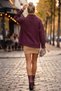Italian Burgundy-Collared, Sleeve-Cuffed, Metal-Buttoned, Pre-Washed, Sequin-Decorated Gabardine-Woven Jacket 70 65 - 7