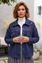 Italian Navy Blue Gabardine Woven Jacket with Cuffs, Metal Buttons, and Washed Sequins 70 65 - 3