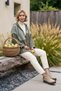 Italian Khaki Hooded Long-Sleeve Zipper-Front Washed Sequined Oversized Knit Jacket 75 78 - 5