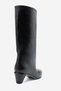 IVES Black Leather Women's Boots with Thick Heel and Short Design - 7