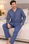 Men's Long-Sleeved, 100% Cotton, Full-Length Button-Down, Pocketed Pajama Set - 2