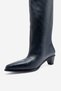 IVES Navy Leather Women's Short Boots with Thick Heels - 8