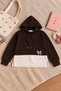 Brown Girls' Two-Tone Hooded Sweatshirt with Bow Detail 25120