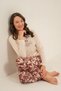 Women's Leaves Cream Long Sleeve Pajama Set Pc9263-S-V1 - 2