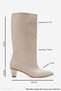 IVES Beige Leather Women's Boots with Thick Heel and Short Design - 4