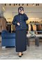 Women's Knitted Textured Jacket with Gold Button Details 37027 - 2