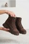 Women's Winter Lace-Up Boots with Fur-Lined Construction, Thick Soles, and a Zipper - 3