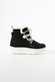 Women's Black Suede Sneakers with Fur Accents and Mid-Sole - 3