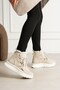 Women's Beige Suede Sneakers with Fur Accents and Mid-Sole