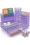 25 PCS Clear Purple Plastic Drawer Organizer Set, 4 Assorted Sizes Modular Storage Bins for Makeup,