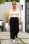 Italian Black-Elasticated Wide-Leg Corduroy Oversized Woven Pants 102 68 - 6