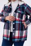 Plus Size Welsoft Fleece Collar Flannel Shirt, Blue-Red - 8