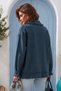 Italian Indigo Gabardine Woven Jacket with Cuffed Sleeves, Metal Buttons, and Washed Sequins 70 65 - 6