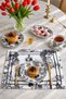 French Pattern 6-Piece Black-and-White Placemat
