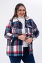 Plus Size Welsoft Fleece Collar Flannel Shirt, Blue-Red