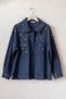 Italian Navy Blue Gabardine Woven Jacket with Cuffs, Metal Buttons, and Washed Sequins 70 65 - 2