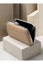 Beige Matte Leather Women's Evening Clutch with Silver Accents and Chain Strap—Perfect for Weddings and Engagements - 4