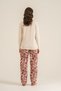 Women's Leaves Cream Long Sleeve Pajama Set Pc9263-S-V1 - 4
