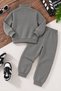 Charcoal Grey Boys' Zip-Up Collar Sweatsuit with Emblem and Brushed Inside Pockets 25058 - 4