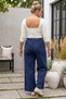 Italian Navy Blue Elasticated Hem Wide-Leg Corduroy Oversized Woven Pants 102 68 - 7