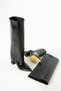 Women's Black Shiny Snap-On Dust-Covered Boots with Buckle Detail - 4