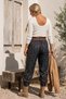 Italian-Style Black-Pocketed, Belted, Elasticated Hem, Wide-Leg Jacquard Woven Pant 94 70 - 8