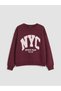TWO MT SHOP QUALITY XSIDE Burgundy-Printed Oversized Women's Thick Sweatshirt - 5