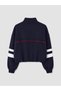 Two Mt Shop Quality Xside Navy Blue Printed Oversize Women's Thick Sweatshirt - 5