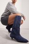 GLENDA Navy Suede Genuine Leather Women's Low-Heeled Boots - 2