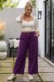 Italian Burgundy Elasticated Hem Wide-Leg Corduroy Oversized Woven Pants 102 68