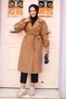 Camel Belted Trench Coat with Shoulder Detail and Pockets, HM2985 - 2