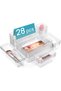 28 Piece Drawer Organizer,Clear Acrylic Drawer Divider for Makeup Kitchen,Adjustable Stackable Stora