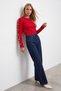 Women's red bicycle neckline blouse with gold button detail, ottoban, alc-x14336. - 2