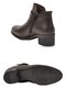 Coffee-Colored Genuine Leather Zip Detail Stylish and Comfortable Women's Zip-Up Boots with Buckle Detail 24116-1 - 5