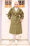 Khaki Belted Trench Coat with Shoulder Detail and Pile, HM2985 - 4