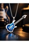Stainless Steel Rock Music-Themed Blue Electric Guitar Necklace