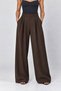 Adjustable-Button Wide-Leg Fabric Pants