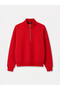 XSIDE Women's Thick Red Mock Neck Sweatshirt—The ALITA CITY Difference - 5