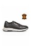 Black Genuine Leather Men's Casual Sneakers with Elastic Cuffs 272573