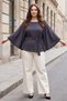 Women's Plus-Size Batwing Sleeve Belted Poncho - 3