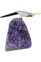 Latas Natural Hand Carved Green jade with Citrine and Black Tourmaline Parrot Bird in Amethyst Raw Geode Cluster Base | Positivity and Balance Theme | Home Decor and Meditation & Gift 01 - 2
