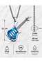 Stainless Steel Rock Music-Themed Blue Electric Guitar Necklace - 4